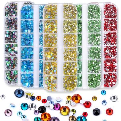 China Flatback One Size Mix Color Fix Flat Back Box Non-Hot Glass Rhinestones Rhinestones For Nails Glue On Crystal Rhinestones For Clothing for sale