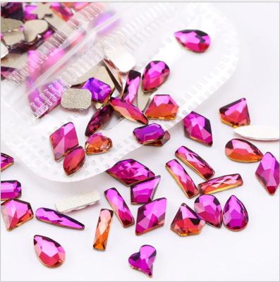 China Small Bag Flatback Mix Colorful Nail Shape Art Glass Rhinestones Non Hot Fix Stones For DIY Nails Bags Decoration for sale