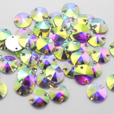 China 12mm Round Flatback Resin Sew On Rhinestone With 2 Color S Holes Crystal Silver DIY ab Base Jewelry Accessories for sale