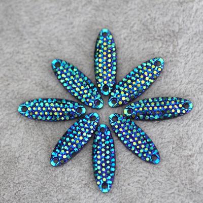 China Flatback 7x21mm ab Blue Sew On Rhinestone Band Shape Flatback Rhinestone For DIY Clothing Accessories Bags Shoes Decoration for sale