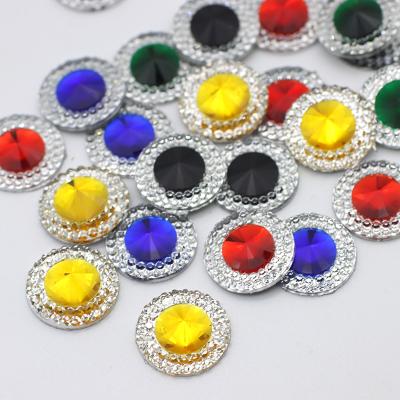 China Colorful Flatback 14mm Round Shape Mix Resin Rhinestons Flatback Faux Stone Buttons For DIY Clothes BIKINI BRA Decoration for sale