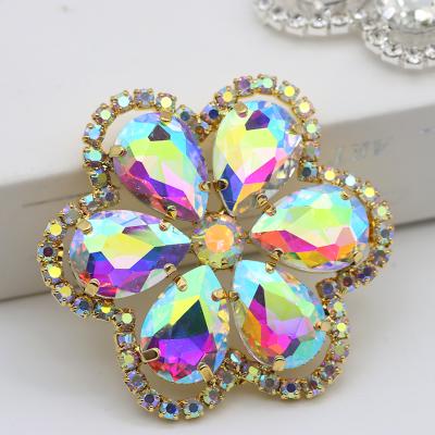 China Flatback Flower Shape Crystal Clear Rhinestone Applique Glass Sew On Rhinestones For Wedding Dress Belt Shoes Bags Decoration for sale