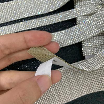 China Flatback Trim Crystal Clear 1 Yard Wide Rhinestone Sew On Rhinestone Chain Iron Glue On Hot Fix Rhinestones DIY Shoes Clothing Decoration for sale