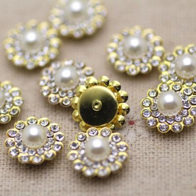 China Flatback Flower Shape 14mm Sew On Rhinestone Bead Beads With Gold Low Claw Rhinestone DIY Buttons For Clothing Decoration for sale