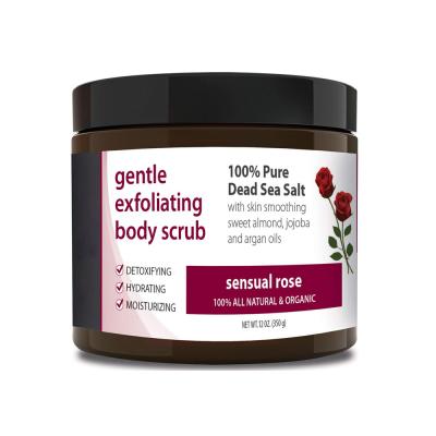 China Exfoliator OEM 100% Pure Dead Sea Salt Scrub Sensual Rose Body Scrub Moisturizing Detoxification Hydration for sale