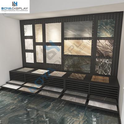 China Durable Marble Tile Stone Combination Granite Quartz Sample Tile Display Rack for sale