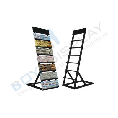 China New Durable Design Ceramic Tile Showroom Display Stand Quarter Stone Display Rack Stone Slab Racks for sale