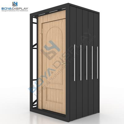 China Customized Wooden Door Sample Display Rack Holder With Door Frame 800*2000-900*2100mm for sale