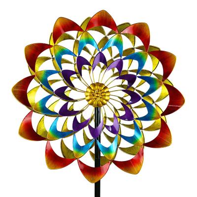 China Art Decor Hourpark Metal Wind Spinners Garden Ornament 24 Inch Mesmerizing Kinetic Wind Spinner for sale