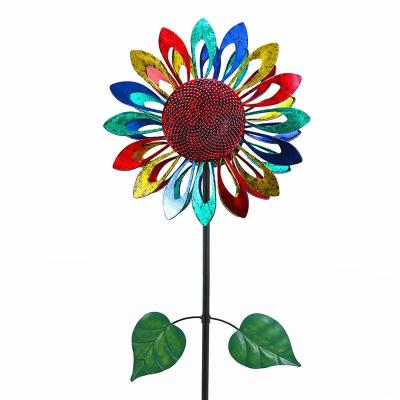 China Wholesale Art Decor Hourpark Metal Wind Spinners Ornament Dutch Ornamental Garden Stake Windmill for sale