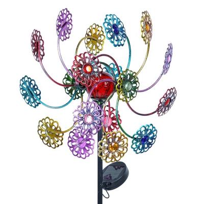 China All-weather Colorful Stainless Metal Art Quality Teel Windmills Ornaments Decor Hourpark Wind Spinner European Kinetic Yard Spinners for sale