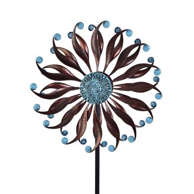 China Art Decor Hourpark Wind Mill Small Spring Flower Confetti Style Kinetic Wind Garden Spinner Ornaments Metal All-Weather Patio, Outdoor for sale