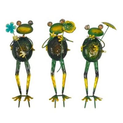 China Suitable Garden Hourpark Price Lawn Ornament Waterproof Three Little Cute Frogs LED Solar Lamp For Garden for sale