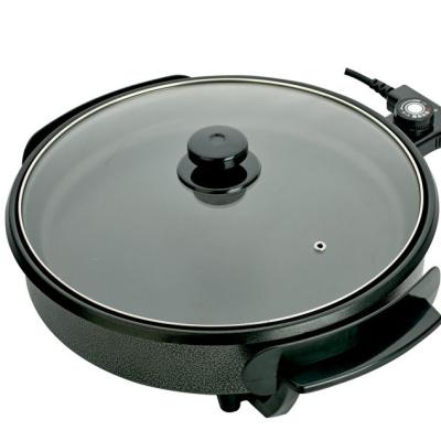 China Sustainable Multi Pan 42cm Round Pizza Pan Electric Temperature Control Pans With Glass Lid Pizza Pan for sale