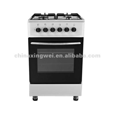 China Steel free standing gas oven with 4 burners on top for sale