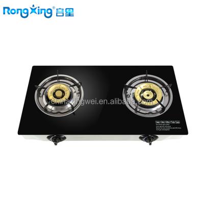 China Tempered Glass Two Burner Home Glass Gas Stove for sale