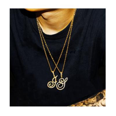 China Hiphop Monogram Pendant Copper Zircon Hiphop Necklace Charm Pendant for sale