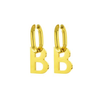 China 2021 European Letter B Circle 18K Hyperbola Stainless Steel Geometric Stud Earrings Gold Plated Oval Initial Earrings for sale