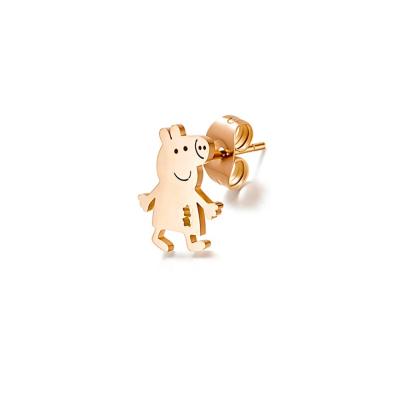 China Cute Cartoon Characters Piggy Lovely Tide Earrings Titanium Steel Earrings for sale