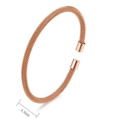 China CLASSIC Simple Mesh Rose Gold Bracelet Elegant Ladies Stainless Steel Bracelet for sale