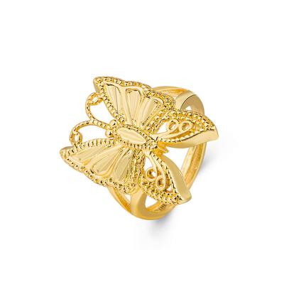 China TRENDY Romantic Wedding Matching Couple Rings Set Gold Plated Jewelry Women Butterfly Rings Opening for sale