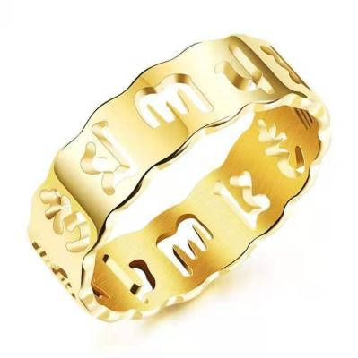 China Fashion Wholesale Custom 18k Gold Plated Stainless Steel Hollow Ring For Men for sale