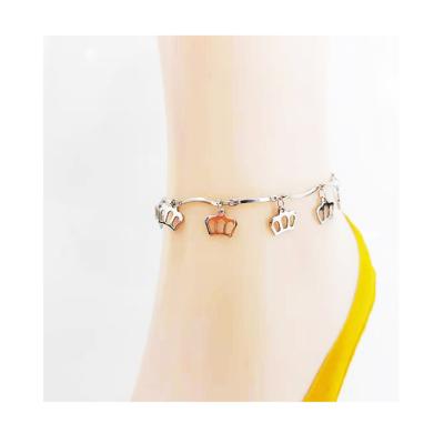 China 2020 New Hot Spring Trendy Style Simple Luxury Adjustable Crown Anklet Chain Birthday Gift for sale