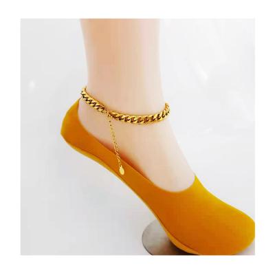 China Hiphop Punk Miami Anklet Chain Foot Jewelry Cuban Chain 3mm 6mm 8mm Gold Plated 316L Stainless Steel Stacking Chain Anklets for sale