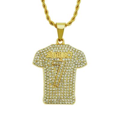 China 7th Hiphop Tank Top Zircon Charm Football Hip Hop Rock Style Jewelry Scary Pendant Necklace for sale