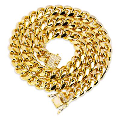 China Hiphop Chain Men's High Quality Gold Plated 12mm Cuban Necklace for sale