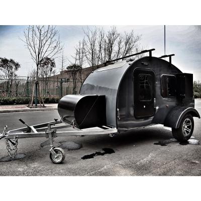 China Lightweight Travel Trailer 4people USA Tear Drop Camper Travel Trailer With Bathroom for sale