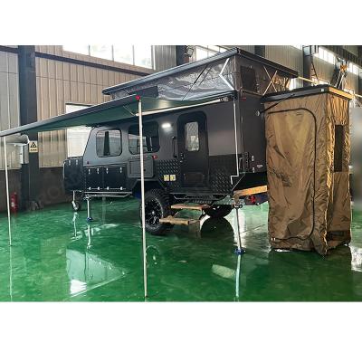 China 2020 Model Luxury Travel Trailer Caravan With Shower CE Certified Hybrid RV Caravan Trailer With En Suite for sale