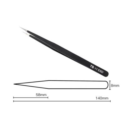 China ESD-11 Stainless Steel Anti-Static Anti-Static Black Tweezers, Factory Electronic Components, Chip Use for sale