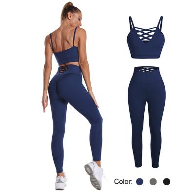 China Breathable Wholesale Gym Sportswear Set Yoga Wear Fitness Women Suit Women Sports Gaiters Running Set for sale