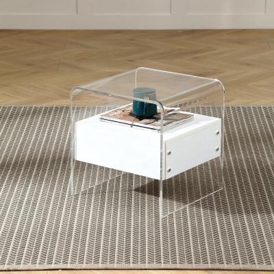 China Simplicity Adjustable Acrylic Modern Nightstand Square Transparent (Other) for sale