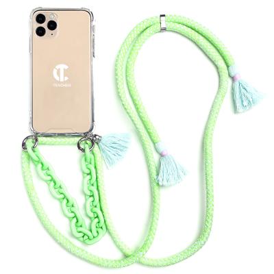 China Newest TENCHEN Shockproof Phone Case With Neck Strap Cross - Body Lanyard For iphone 13 Pro Max Phone Case for sale