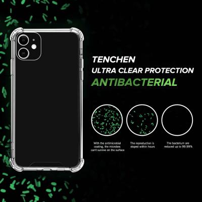 China Anti-scratch surface for 2020 new iphone TENCHEN for iPhone 12 ant germ clear tpu hybrid PC phone case shockproof bumper bag for sale