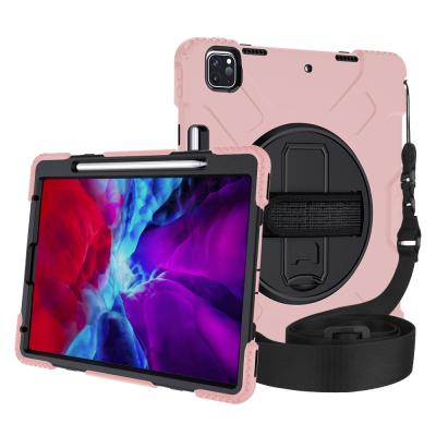 China resistant & Handheld TENCHEN Armor PC Shockproof TPU Adjustable Rotating Strap Case Protective Cover For iPad Air 2/4/10.2/12.9/Pro Cover for sale