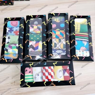 China Breathable unique designed gift boxed 6 unisex funky striped socks, happy socks box gift box for sale