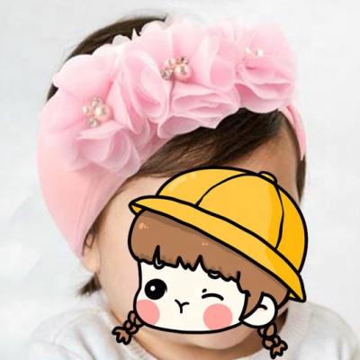 China European and American flower baby headbands pearl baby headband children's fashion style nylon headband 13 colors for sale