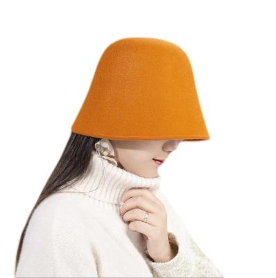 China JOINT Women Plain Bucket Hat Adults Wool Felt Bell Tube Hat Party Cloche Hat for sale