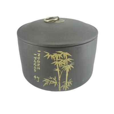 China Minimalist Pottery Jar For Tea Leaf Home Decor Festival Luxury Space Black Ceramic For Festival Gifts for sale