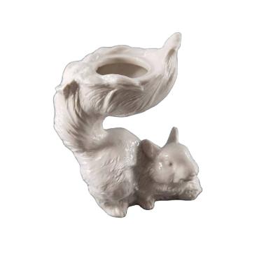 China America Little White Squirrel Ceramic Candle Holder For Home Decor Europe Art Style Living Room Gift for sale