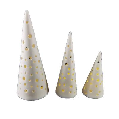 China Europe Cone Shape White Ceramic With Electronic Lamp Europe Folkcustomized Art Style Technique Design Feature Gift for sale