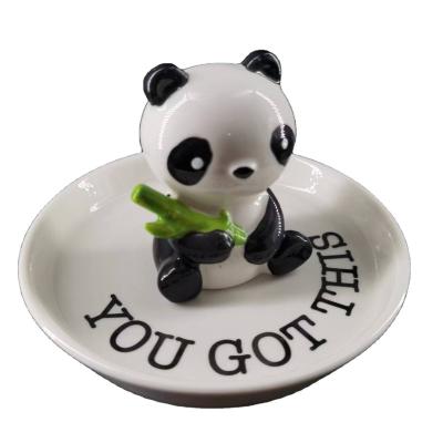 China Europe Style Jewelry Dish Ceramic Panda Tableware Handmade Design Creative Gift for sale