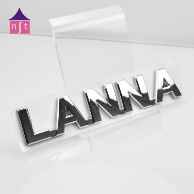 China Back Of Silver ABS Material 3D Shape Car Logo Label Adhesive Plating Sticker for sale