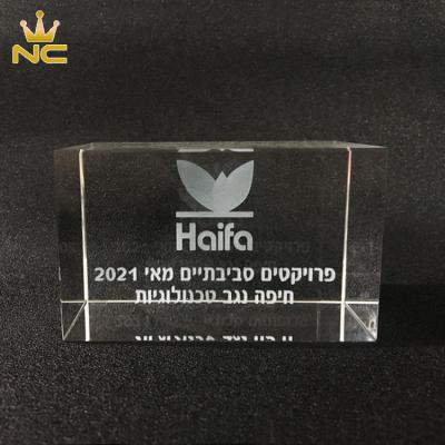 China China Custom Wholesale 3D Laser Engraved Crystal Cube Photo With Company Logo for sale