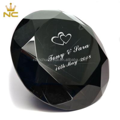 China China Wholesale Price Engraved Black Glass Crystal Diamond Paperweight For Wedding Souvenir for sale