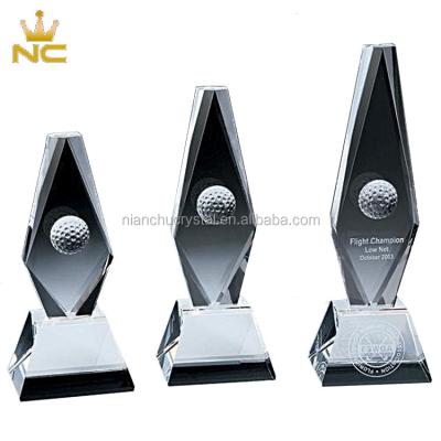 China High End China Crystal Craft Golf Glass Trophy Awards For Sports And Office Souvenir for sale