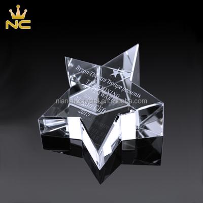 China China Engraved Crystal Star Paperweight For Business Beveled Glass Trophy Awards Souvenirs for sale